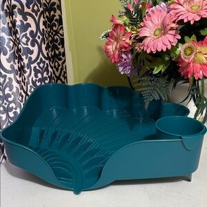 Tupperware Dish Rack new Teal Shell-Shaped Planter with Cup Holder